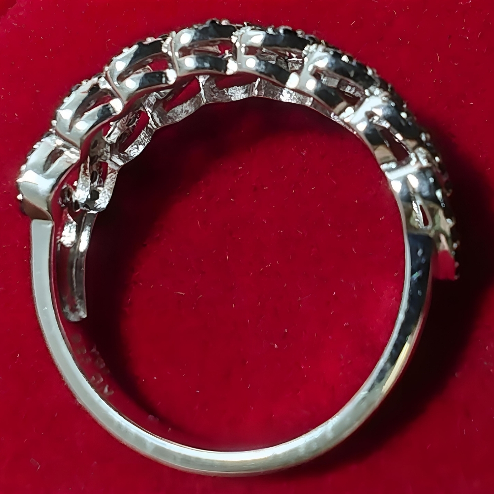 Macy's Black Spinel Multi-Heart Ring (5/8 ct. t.w.) in Sterling Silver Size 7 - Picture 8 of 10